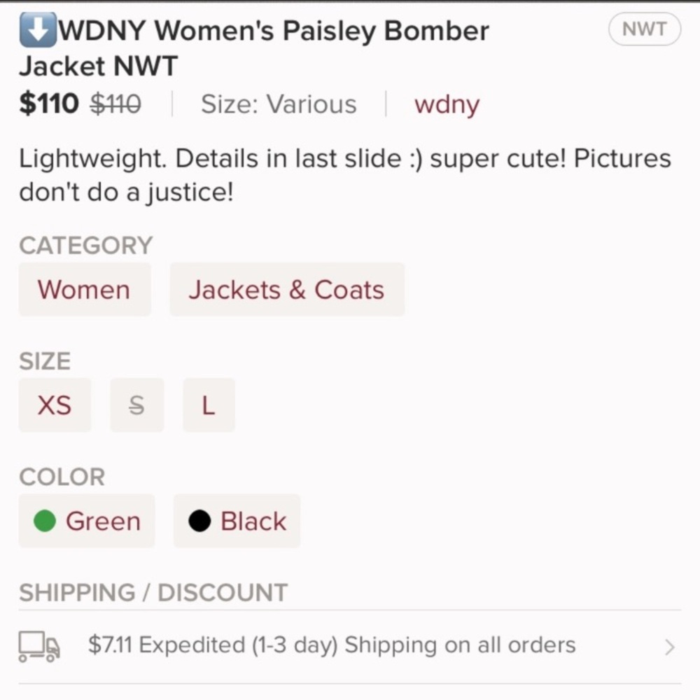 🚨WDNY Women's Paisley Bomber Jacket NWT - Picture 6 of 6